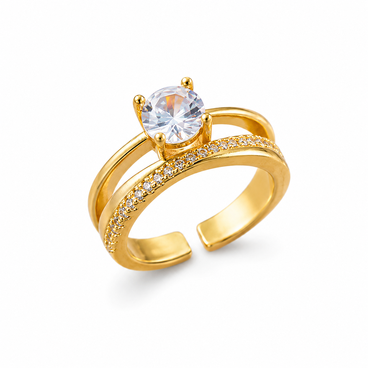 diamond stud adjustable ring