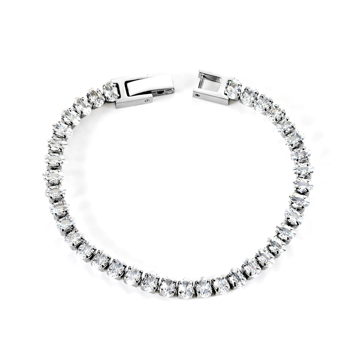 Diamond Saga oval tennis bracelet ( silver)